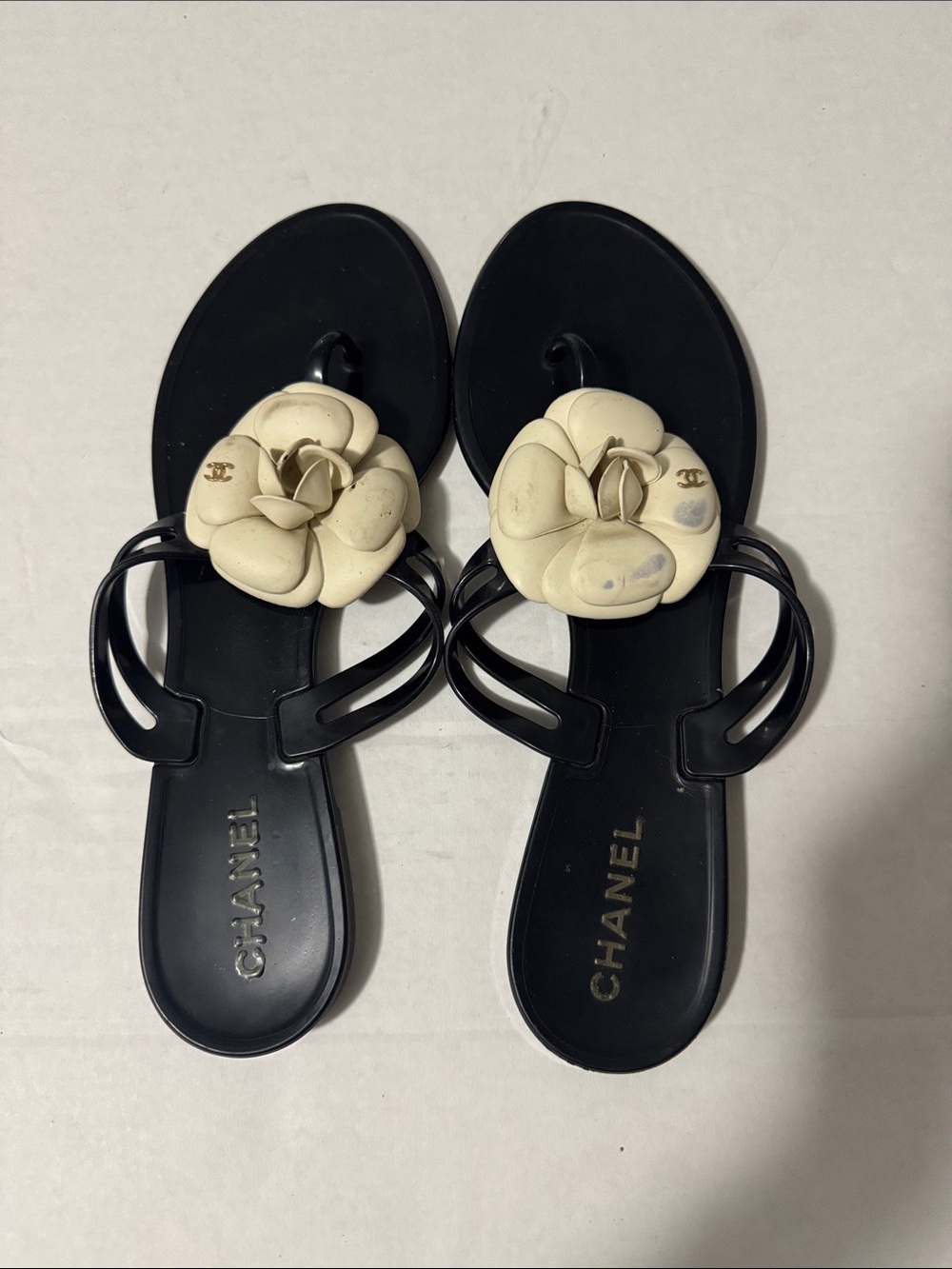 Chanel black jelly rubber sandal